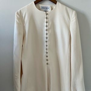 Jones Wear Silk Button Down Tunic Jacket In Cream Size 8